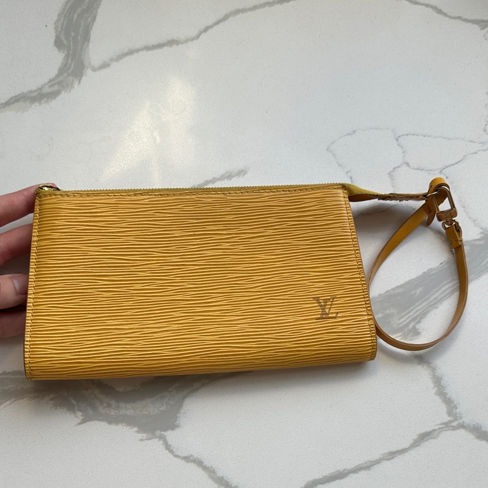 Louis Vuitton Yellow Epi Leather Wristlet Clutch